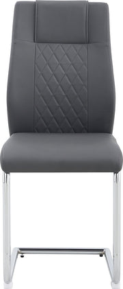 Eetkamerstoel Set van 4 - Grijs - Met Ruitpatroon op de Rugleuning - Verchroomd Metalen Frame - Belastbaar tot 150 kg - Kunstlederen Bekleding