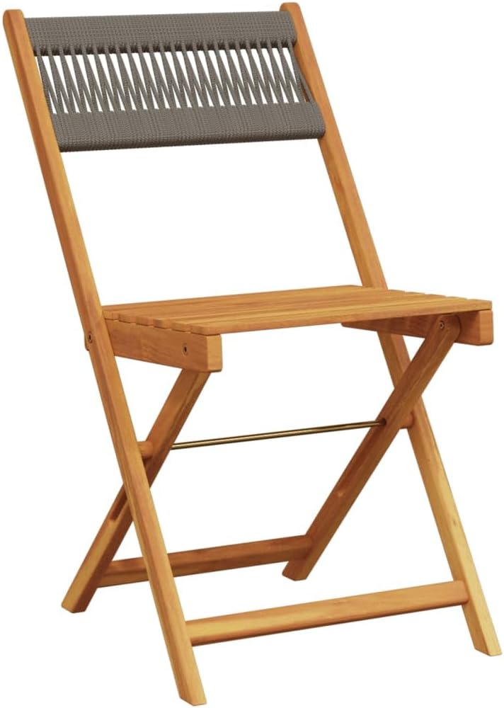 Gecheer Pack of 6 Folding Garden Chairs Grey Solid Wood Acacia Wood Armchair Outdoor Dining Chairs Outdoor Patio Chairs P3214605 - QUORE