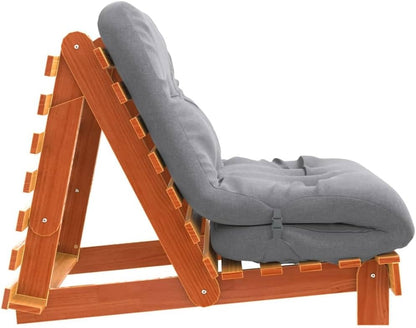 Futon Sofa Bed with Mattress Brown 80 x 206 x 11 cm Solid Pine Sofa Bed for Bedroom Living Room - QUORE