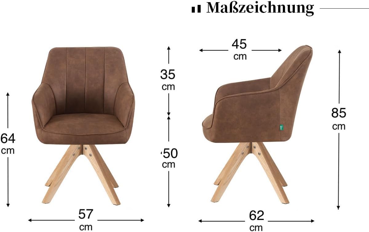 Draaistoelen Eetkamerstoelen – Keukenstoelen – Bureaustoelen – Make-up Stoelen – Set Van 2 – Gestoffeerd Zwart – Massief Eikenhout – 360° Draaibaar