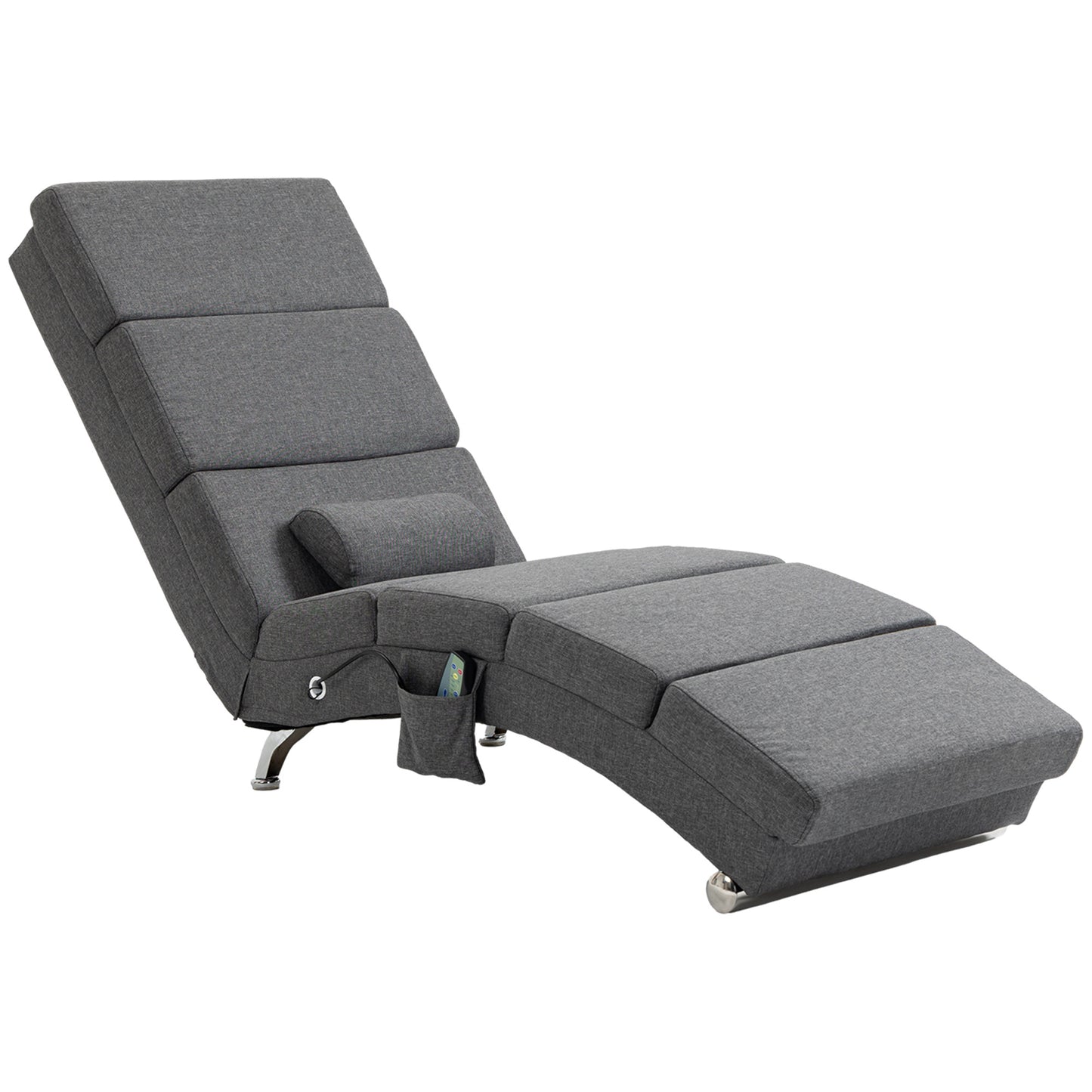 Massage Relaxfauteuil – Relaxstoel – Ligstoel – Fauteuil – Verstelbare Stoel – Donkergrijs – 8 Vibratiepunten – 5 Massagemodi – Ruime Afmetingen 56x168x84 cm