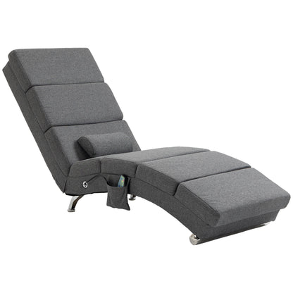 Massage Relaxfauteuil – Relaxstoel – Ligstoel – Fauteuil – Verstelbare Stoel – Donkergrijs – 8 Vibratiepunten – 5 Massagemodi – Ruime Afmetingen 56x168x84 cm