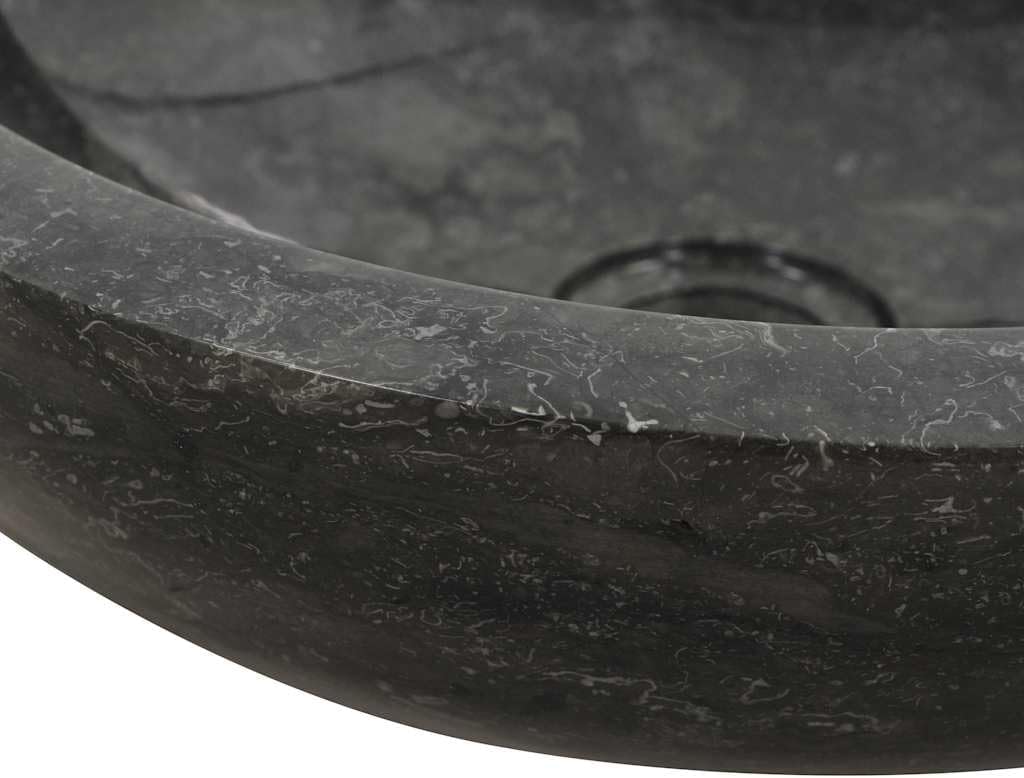 Wastafel – Wasbak – Fontein – Opzetwastafel – Zwarte Marmeren Wastafel – Handgemaakt Marmer – Diameter 40 cm – Hoogte 12 cm