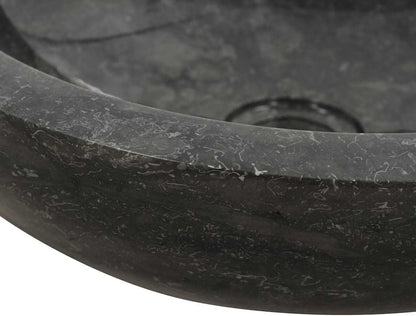 Wastafel – Wasbak – Fontein – Opzetwastafel – Zwarte Marmeren Wastafel – Handgemaakt Marmer – Diameter 40 cm – Hoogte 12 cm