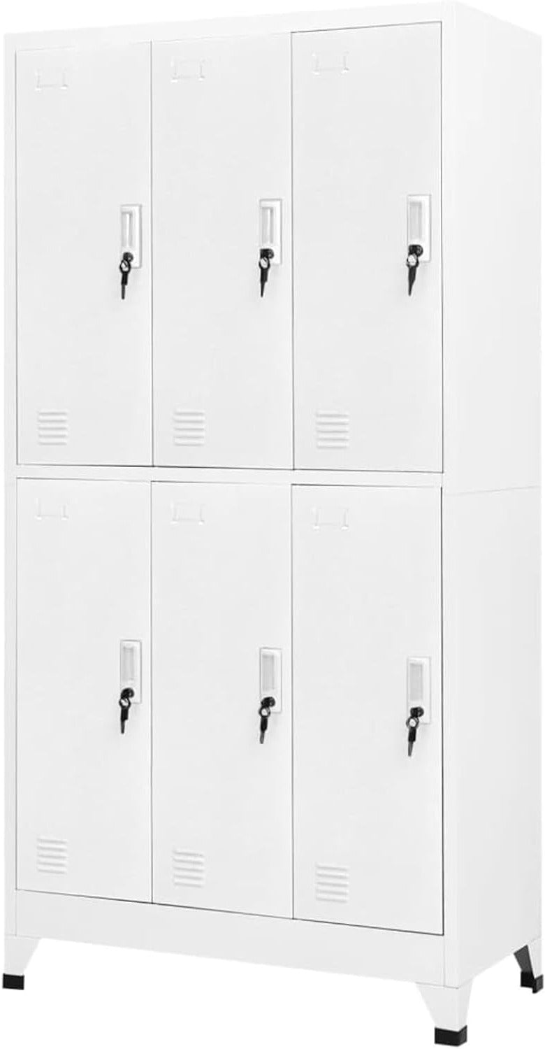 Gecheer Cabinet cabinet cabinet filing cabinet metal cabinet office cabinet metal locker saddle cabinet with 6 compartments 6 doors multifunctional cabinet 90 x 45 x 180 cm (W x D x H) with plastic - QUORE