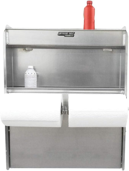 Extreme Max 5001.6049 Aluminium Stationskast Flip-Out Werklade met Papier Handdoekenrek Organizer voor Afgesloten Race Trailer Winkel Garage Opslag