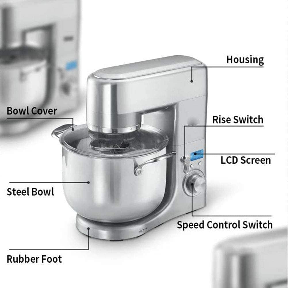 Müller Koch MK-6043 Roerapparaat, 10 liter, 6 snelheden, impulsregeling, led-display, K-schep, deeghaak, handmixer + bakschaal