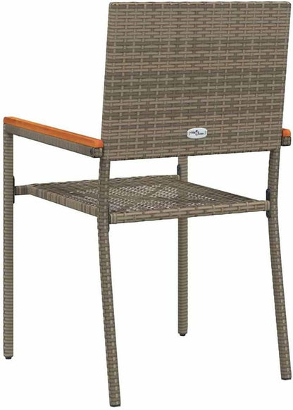 vidaXL Garden chairs 4 pcs Grey, Brown PE reed, Solid acacia wood - QUORE