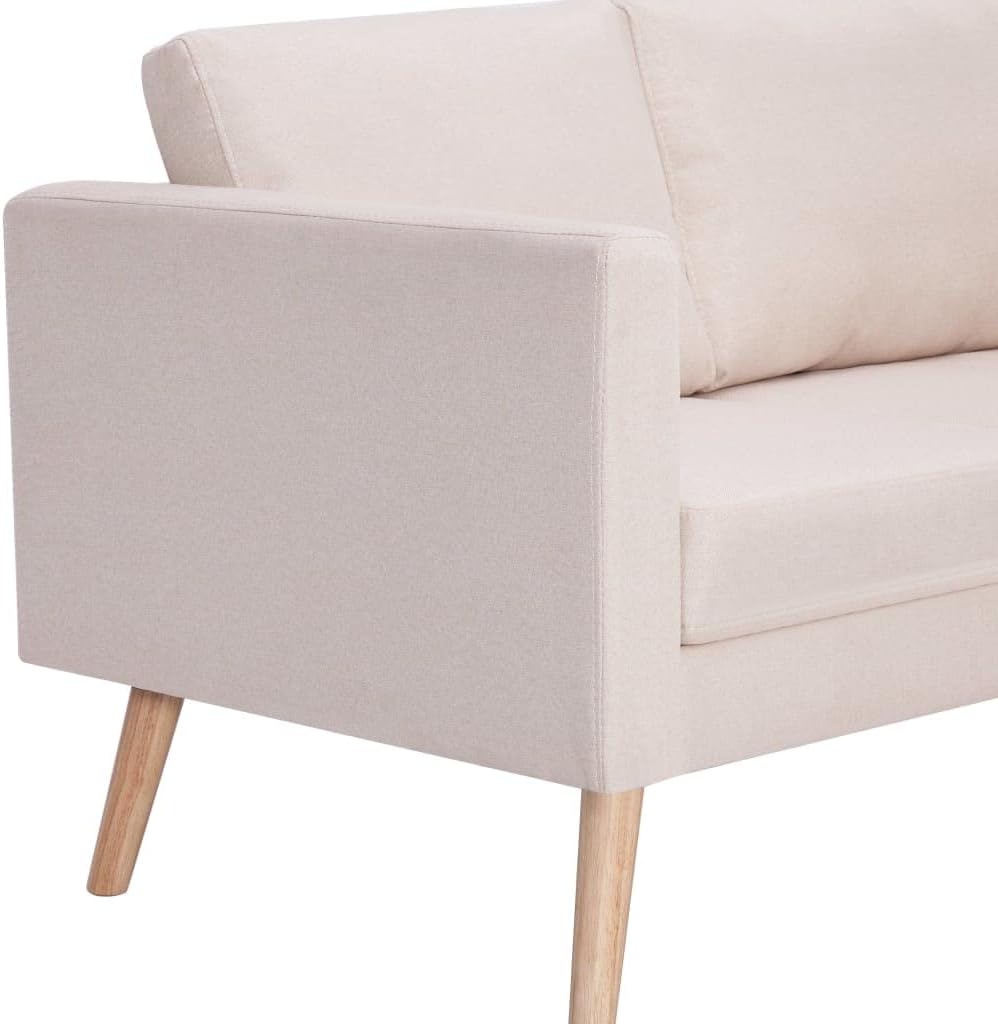 Gecheer 2 Seater Sofa with Seat Cushion, Upholstered Sofa, 116 x 70 x 73 cm (W x D x H), Sofa Bed, Sofa, Office, Bed, Lounge, Sofa, Living Room Sofa, Sofa Bed, Wooden Frame and Fabric, Cream White - QUORE