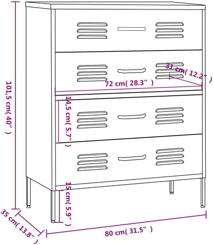 vidaXL Chest of drawers 80x35x101.6 cm steel anthracite coloured