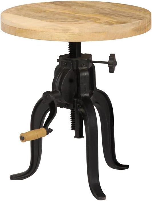 vidaXL Solid Mango Wood Side Table Cast Iron Furniture Table Living Room Table