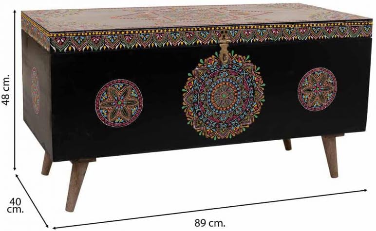 Baul De Madera Pintado Artesanal Negro_ AlexandreHouse