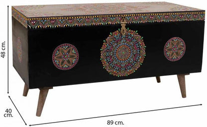 Baul De Madera Pintado Artesanal Negro_ AlexandreHouse