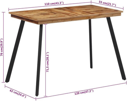 vidaXL Dining table 120x62x76cm solid teak wood, dining table, kitchen table, black dining table, table, dining table, wooden table, wooden dining table