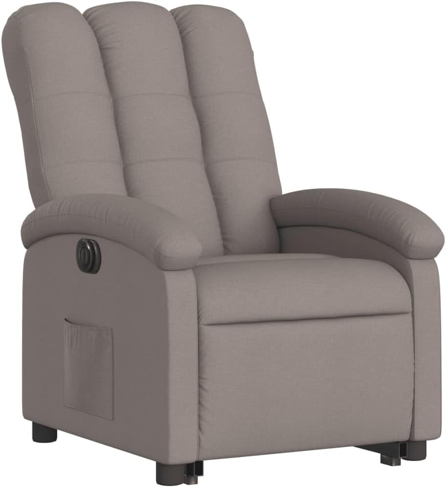 Elektrische Stoel – Kantelbare Stoel – Fauteuil – Loungestoel – Relaxstoel – Taupe Stof – Elektrische Heffunctie – Verstelbare Rugleuning en Voetensteun