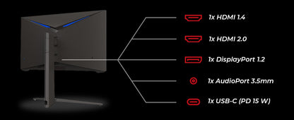 LC-POWER 25 Inch FHD Gaming Monitor, Computer Monitors Full HD (1920 x 1080), VA, 1ms, FreeSync & G-Sync Compatible, 2x HDMI & DisplayPort, sRGB 99%, 10Bit, VESA, Tilt Adjustable, Eye Care