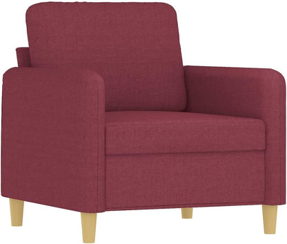 Fauteuil met kruk wijnrood 60 cm stof beklede stoel relaxstoel comfortabel ontspannen modern design woonkamer