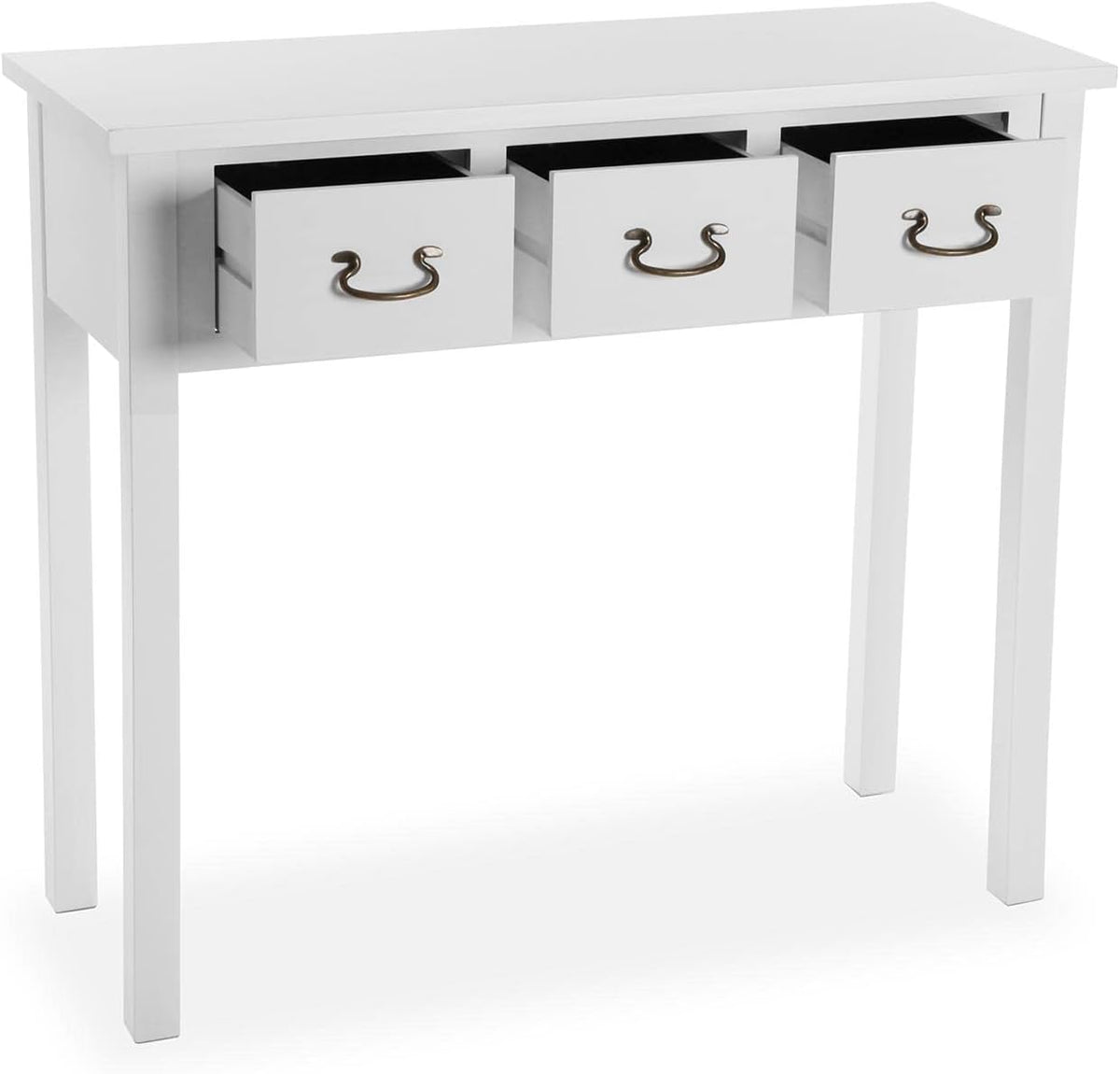 Versa Niza Smalle hal of vestibule Entree hal meubilair, Console Tafel, met 3 laden, Afmetingen (H x B x H) 80 x 35 x 90 cm, Hout, Kleur Wit