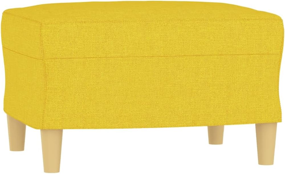 Fauteuil met Kruk – Lichtgele Stoel – Relaxstoel – Leesstoel – Televisiestoel – Comfortabele Zitting – Stofbekleed – Compact Modern Design – 60 cm Breed
