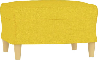 Fauteuil met Kruk – Lichtgele Stoel – Relaxstoel – Leesstoel – Televisiestoel – Comfortabele Zitting – Stofbekleed – Compact Modern Design – 60 cm Breed