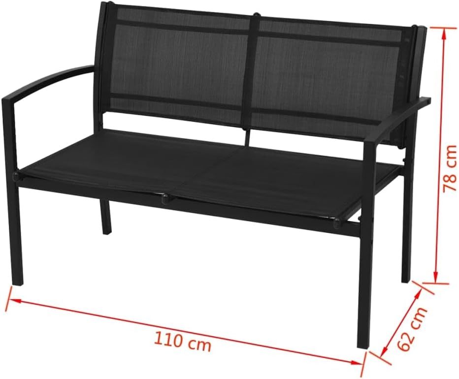vidaXL Lounge Set Textilene Black 4-Piece Garden Set Lounge Set Garden Outdoor Set - QUORE