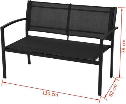 vidaXL Lounge Set Textilene Black 4-Piece Garden Set Lounge Set Garden Outdoor Set - QUORE