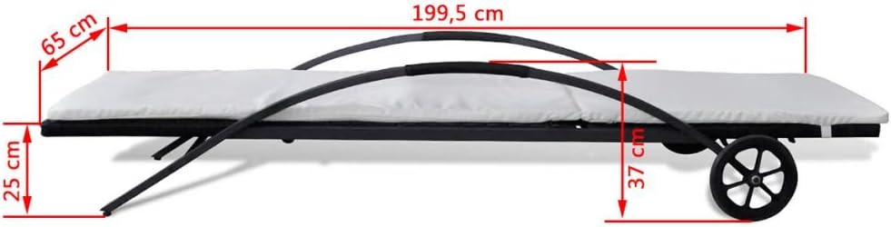 Gecheer Sun lounger with polyrattan black side table, sun loungers with cushions, outdoor sun lounger, polyrattan sun lounger - QUORE
