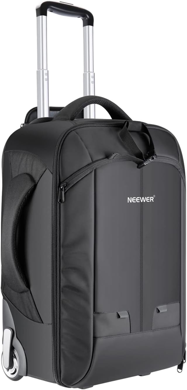Neewer 2-in-1 schuifcamera rugzak koffer stijl converteerbaar met dubbele handgreep, schokbestendig met verwijderbare gewatteerde compartimenten voor spiegelreflexcamera's statieflenzen (zwart/rood)