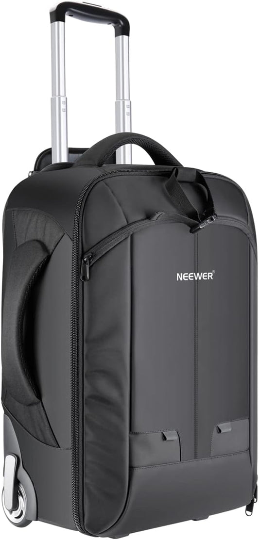 Neewer 2-in-1 schuifcamera rugzak koffer stijl converteerbaar met dubbele handgreep, schokbestendig met verwijderbare gewatteerde compartimenten voor spiegelreflexcamera's statieflenzen (zwart/rood)
