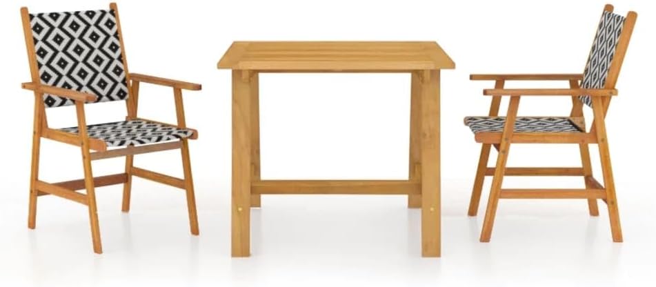 3-delige tuin-eetgroep massief hout acacia loungeset terrasmeubels voor tuin, terras, balkon - QUORE
