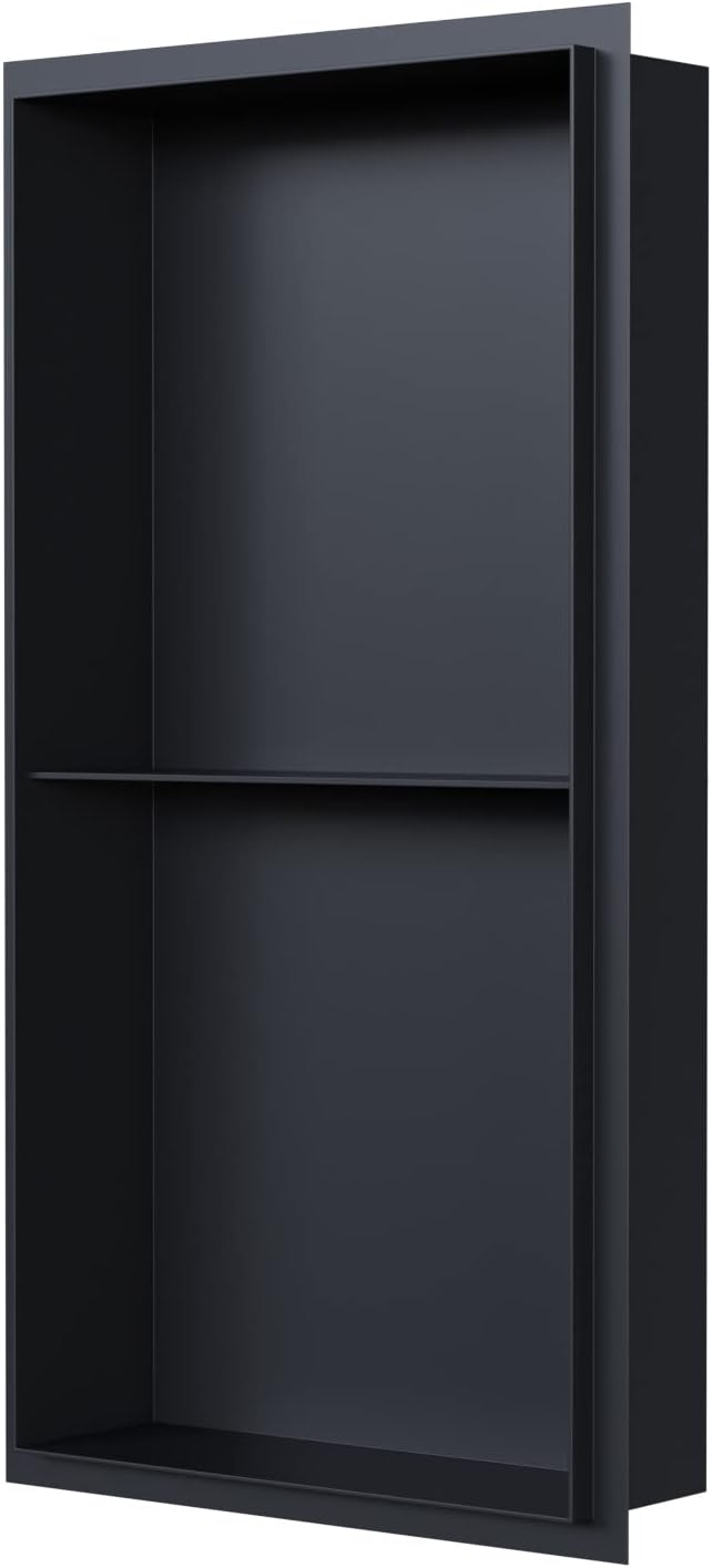 Badkamernis van rvs BERNSTEIN NT306010X randloos met planchet - 30 x 60 x 10 cm (B x H x D) - selecteerbare kleur, Kleur:zwart