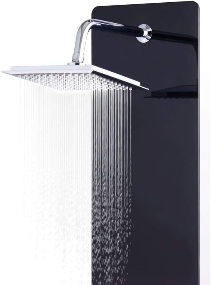 vidaXL Shower Panel Glass Black Shower Panel System Massage Shower Shower