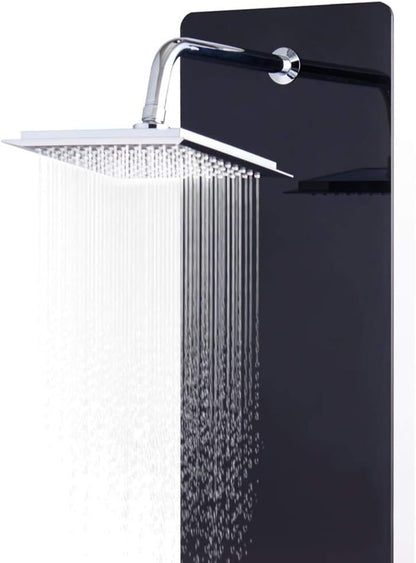 vidaXL Shower Panel Glass Black Shower Panel System Massage Shower Shower