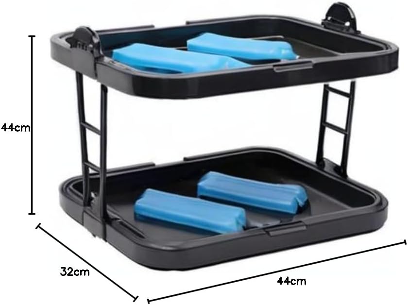 APS 9204 Doppeldecker Buffet Display Case, 2 transparante Roll-Top Bonnets, 2 RVS Tray, 4 Koelaccumulatoren, Ruimtebesparende Opslag