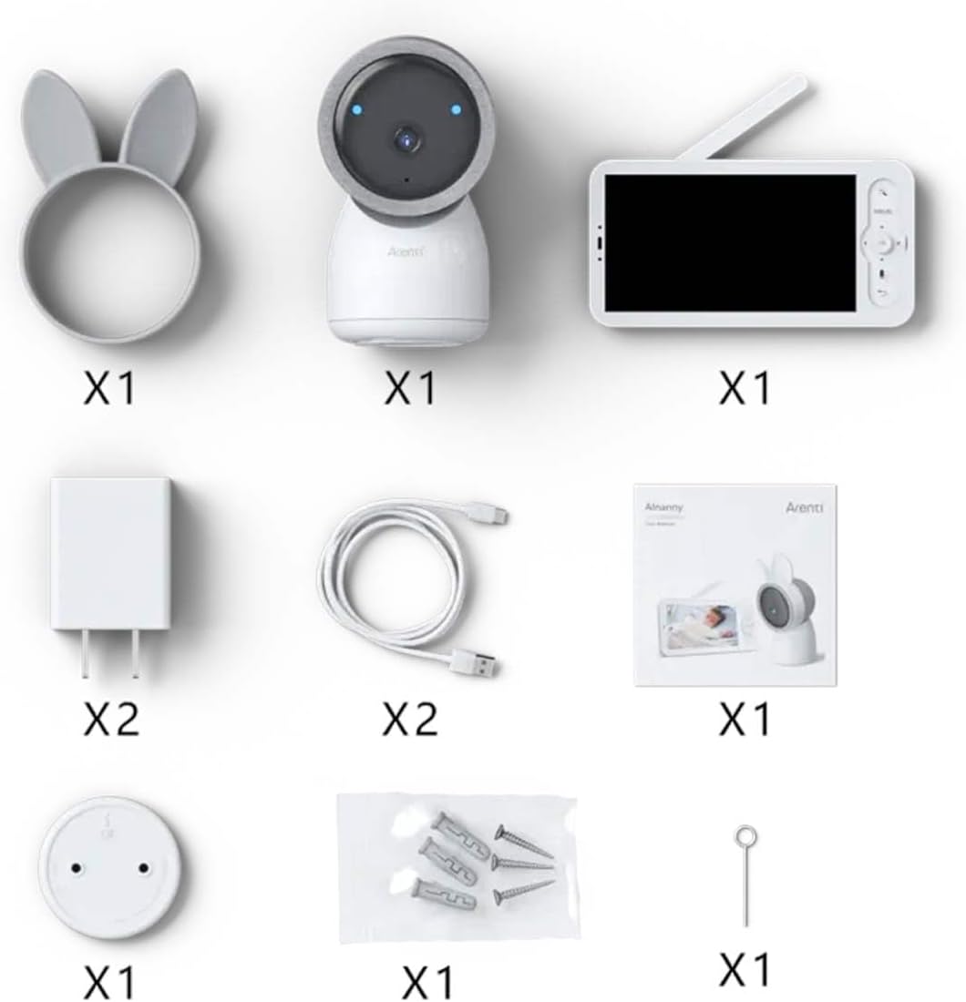 ARENTI AINanny A4 Kit Plus 4 MP video-babyfoon met 12,7 cm (5 inch) LCD-scherm, zwenk- en kantelfunctie met automatische tracking