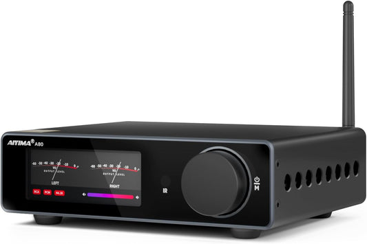 AIYIMA A80 eindversterker DAC TPA3255D2 stereo HiFi 2.0 kanaal klasse D Bluetooth versterker 300 W x 2 decoder ESS9038Q2M met PC-USB coaxiale optische TRS RCA-ingang