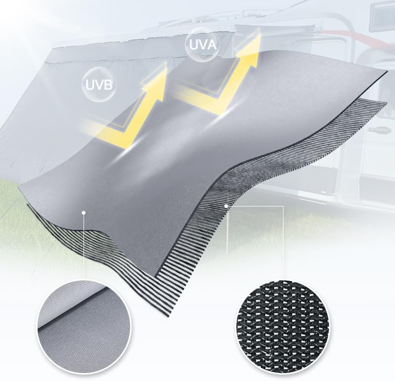 Awning Sun & Regen Blocker voor Camper Van, Motorhome en Caravan Minivan-Bus, Tweelaags Ontwerp (400 * 200cm)