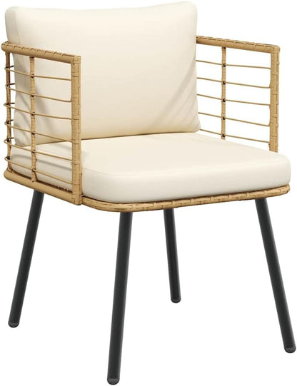 vidaXL Garden chairs 2 pcs with cushions poly rattan natural, garden chair, outdoor chairs, outdoor chair, garden chairs, patio chair, garden chair - QUORE