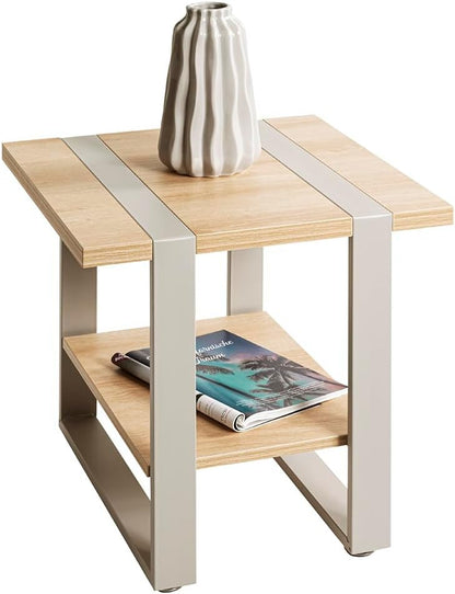 HAKU Bijzettafel, eiken, grijs (kasjmiergrijs), metaal, spaanplaat - afmetingen: 45 x 45 x 45 cm (b x h x d), stijl: modern