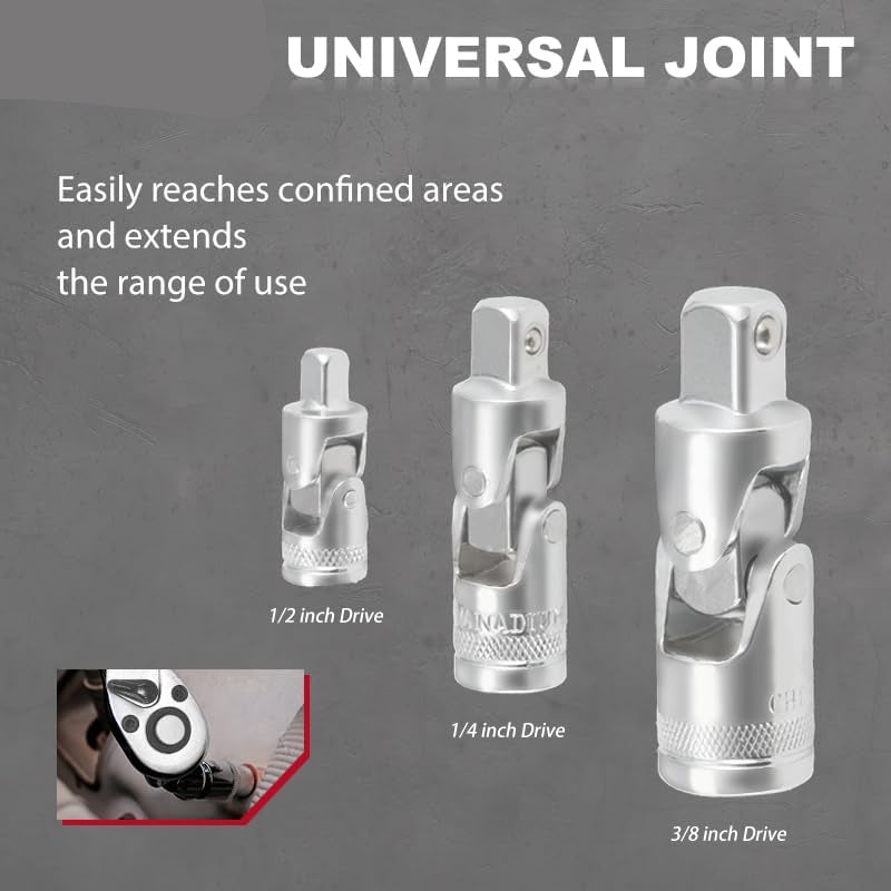 TEENO Dopsleutelset 216-delig, Dopsleutel En Bitset met Ratel 1/4", 3/8", 1/2" inch, Chroom-Vanadium, 72-Tands Snelkoppelingsratel, Mechanische Gereedschapsset voor Auto