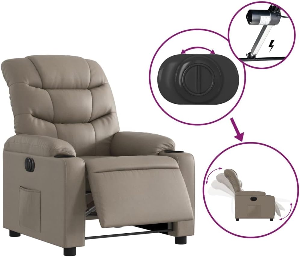 Relaxstoel – Elektrische Relaxfauteuil – Tv-Stoel – Ligstoel – Elektrische Fauteuil – Kunstleer – 135 Graden Kantelfunctie – Stevig Hout- en Metalen Frame
