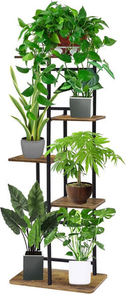 Wooden metal plant stand, 5 tiers, for indoor and outdoor use, 94 cm corner, flower rack, plant rack for multiple plants, flower stand, plant step for outdoor, balcony, garden, living room