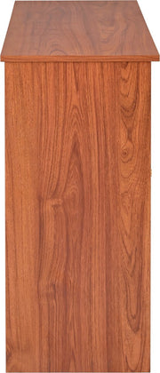 Dressoir - Walnoot - met 3 Deuren - Veel Opbergruimte - Kunstrotan Deuren - en Metalen Handgrepen is een Accentstuk in de Eetkamer - Woonkamer en Keuken.