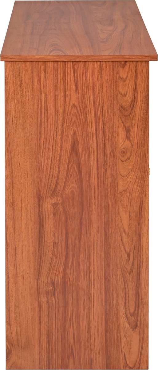 Dressoir - Walnoot - met 3 Deuren - Veel Opbergruimte - Kunstrotan Deuren - en Metalen Handgrepen is een Accentstuk in de Eetkamer - Woonkamer en Keuken.