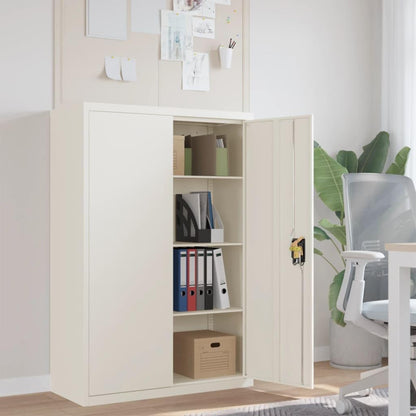 Gecheer Filing cabinet, office cabinet, locker cabinet with 2 doors, office, workplace, metal storage cabinet, cabinet, white, 90x40x140cm, steel - QUORE