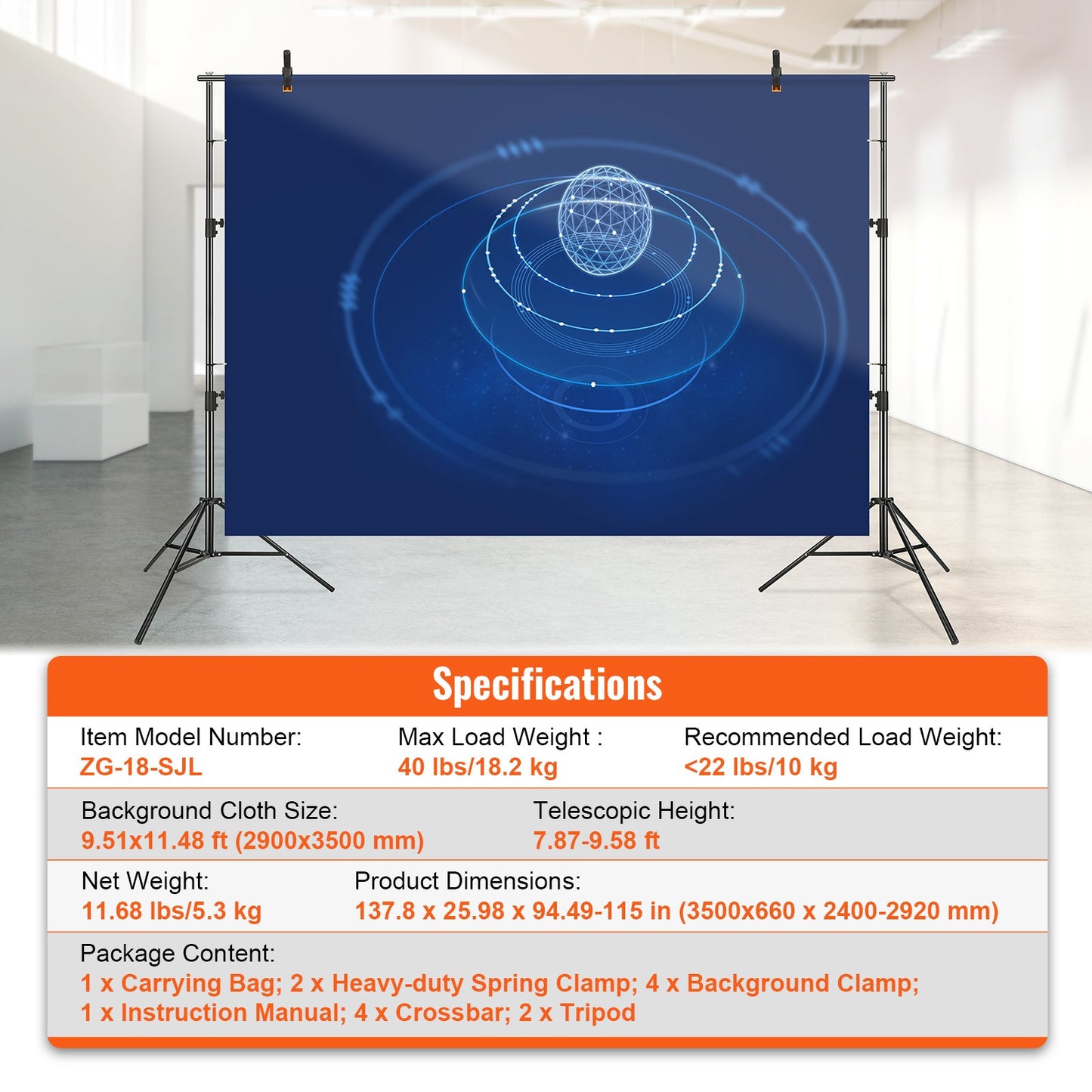 Achtergrondstandaard – Fotostatief – Greenscreenstandaard – Achtergrondframe – Verstelbaar – Heavyduty Metaal – 360 cm Breedte – 3 m Hoogte
