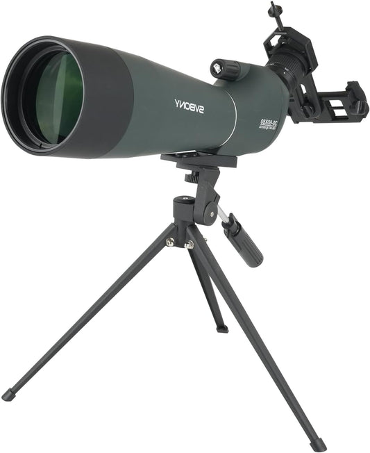 Svbony SV28 Upgrade 20-60x80 Spotting Scope, HD FMC, Long Distance with Tripod, Phone Adapter, Carrying Bag, for Birdwatching Target Shooting Archery Landscape - QUORE