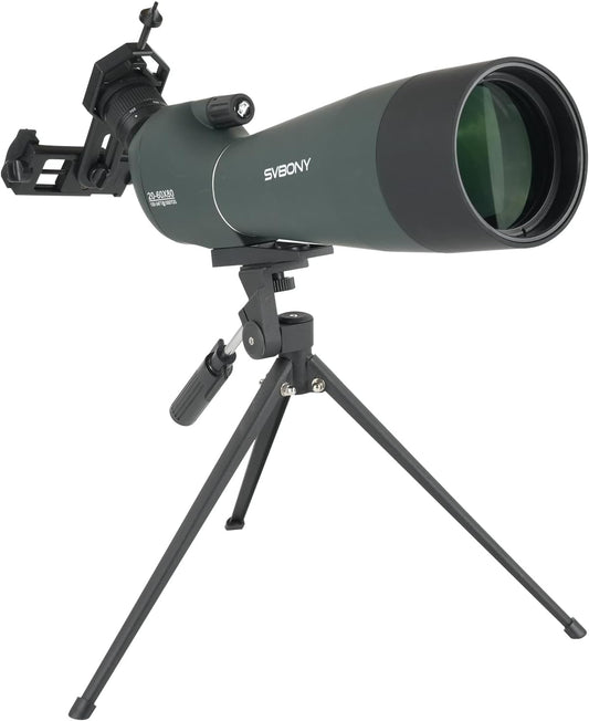 Svbony SV28 Spotting Scope 20-60X80, BAK4 Prism MC Optiek Monoculair met Statief Telefoon Adapter 45 Gebogen Oculair Spotting Scope voor het observeren van vogels