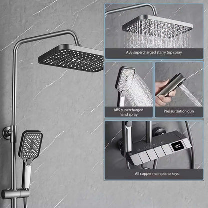 Douchesysteem – Regendouche – Douche Set – Handdouche – Watervaldouche – Koper – Digitaal Display – Ingebouwde Plank