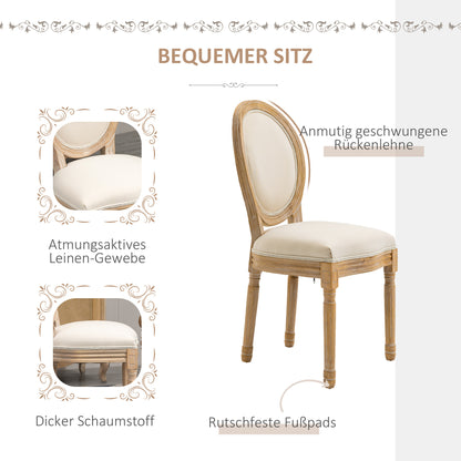Eetkamerstoel – Keukenstoel – Stoel – Vintage Stoel – Set van 2 – Franse Stijl Met Ronde Rugleuning – Comfortabele Dikke Foam Zitting – Stevig Rubberwood Frame Met Verstelbare Anti-Slip Voetjes